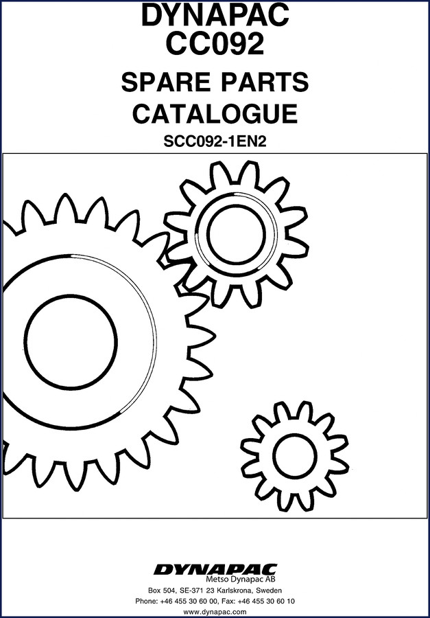 Dynapac CC092 Parts Catalog cover - 196-page OEM spare parts manual for vibratory roller