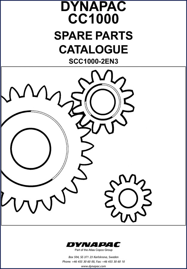 Dynapac CC1000 Parts Catalog cover showing vibratory roller and OEM spare parts breakdown