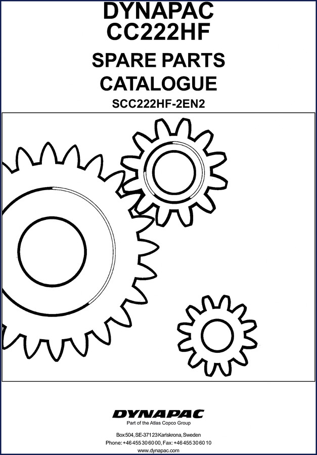 Dynapac CC222HF 2011 Parts Catalog cover page showing roller and spare parts catalogue title