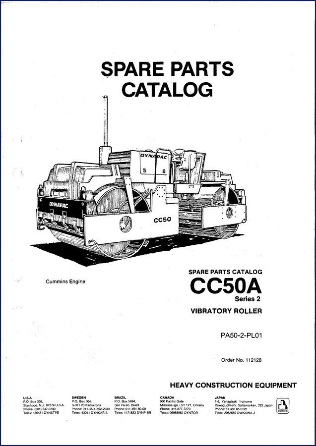 Dynapac CC50A vibratory roller parts catalog cover page - OEM factory document