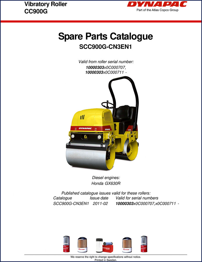 Dynapac CC900G 2015 Operators Manual cover page showing vibratory roller and factory logo