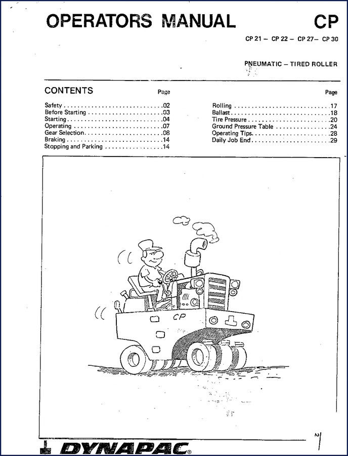 Dynapac CP 21 CP 22 CP 27 CP 30 Service Manual cover – 50-page OEM factory manual