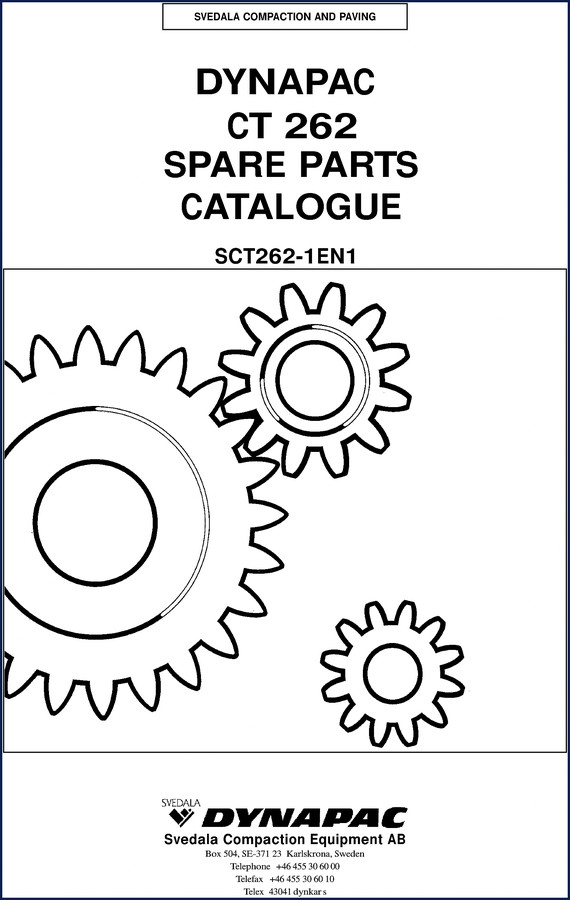 Dynapac CT 262 Parts Catalog cover – Svedala Spare Parts Catalogue for tamping compactor, 196 pages