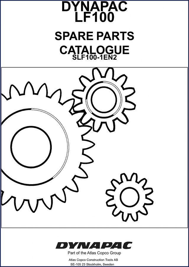 Dynapac LF100 spare parts catalogue cover 2009 edition OEM factory document
