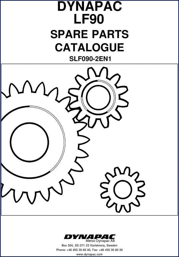 Dynapac LF90 Parts Catalog cover page showing spare parts catalogue title and model LF90