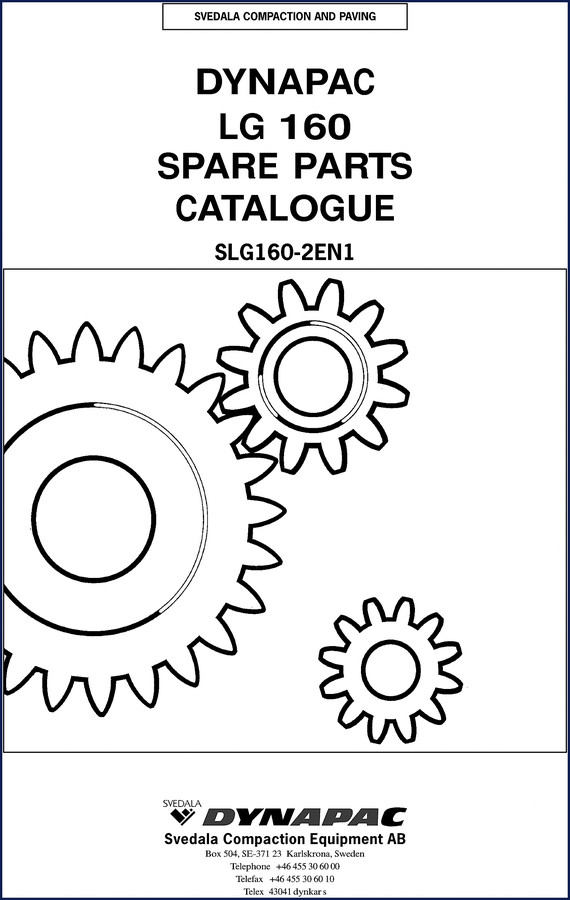 Dynapac LG 160 vibratory plate compactor parts catalog cover – OEM factory document