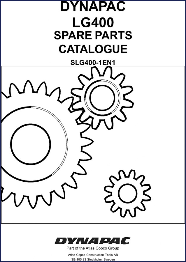 Dynapac LG400 Parts Catalog cover – OEM factory spare parts manual for vibratory plate compactor