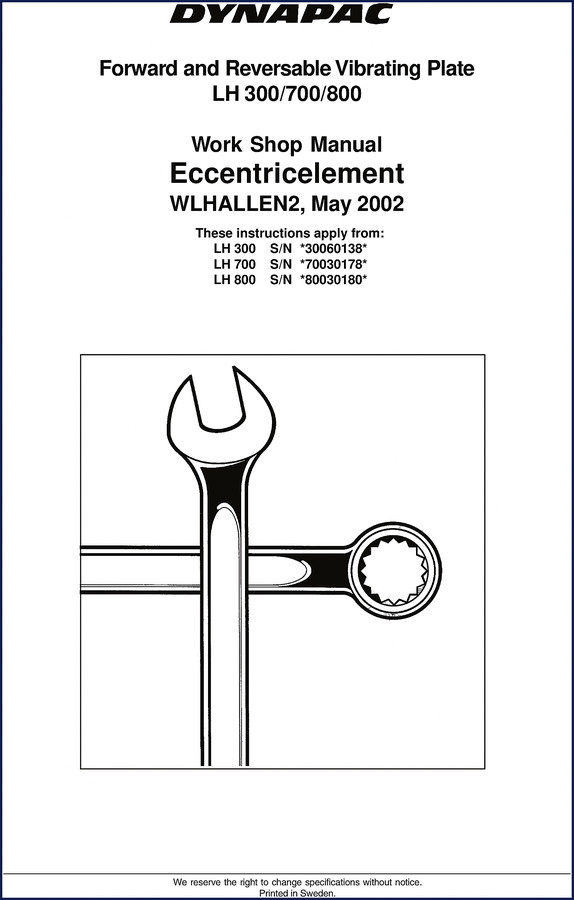 Dynapac LH 800 workshop manual cover 2002 OEM factory document