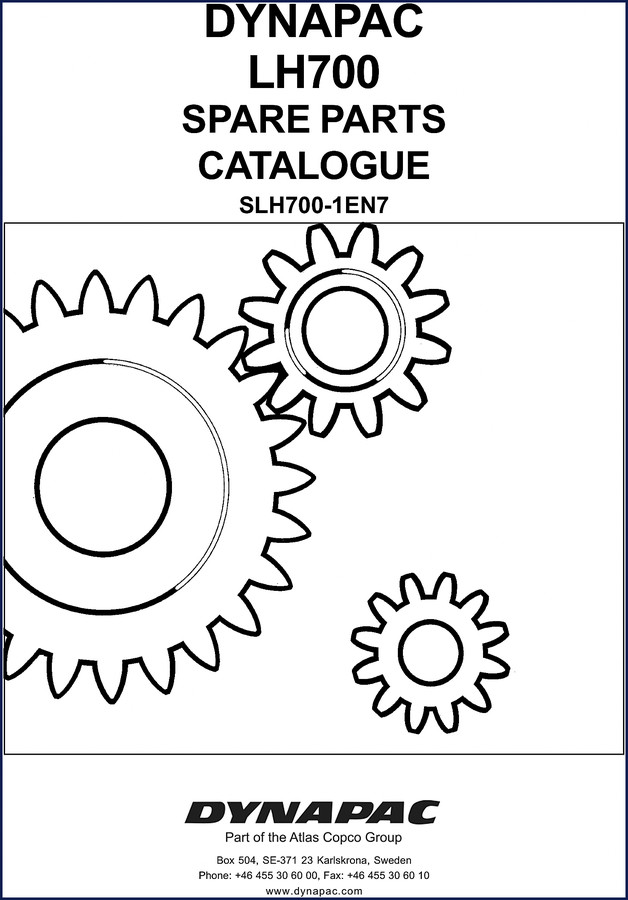 Dynapac LH700 Parts Catalog cover showing model and document type