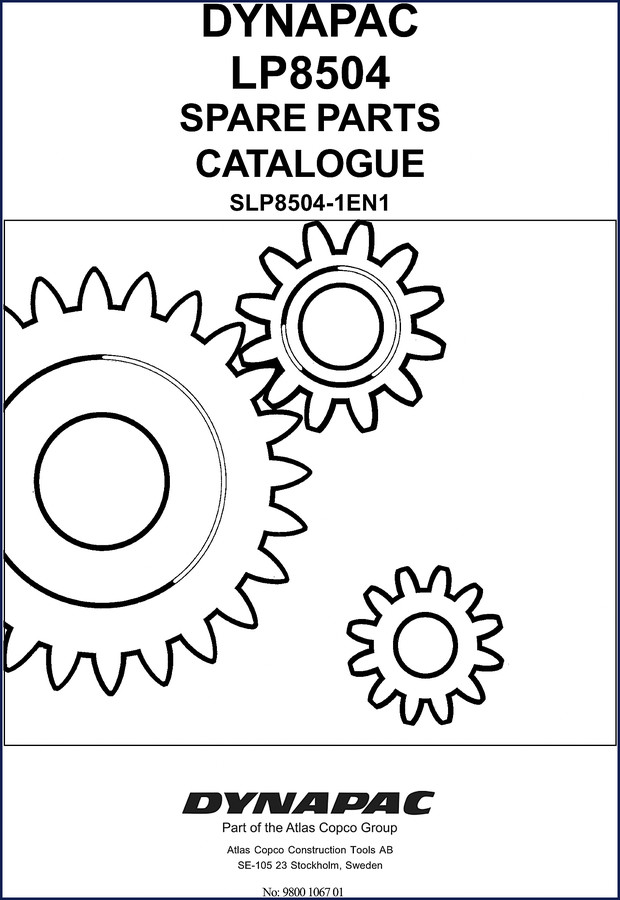 Dynapac LP8504 Parts Catalog cover – 78-page spare parts catalogue for trench compactor
