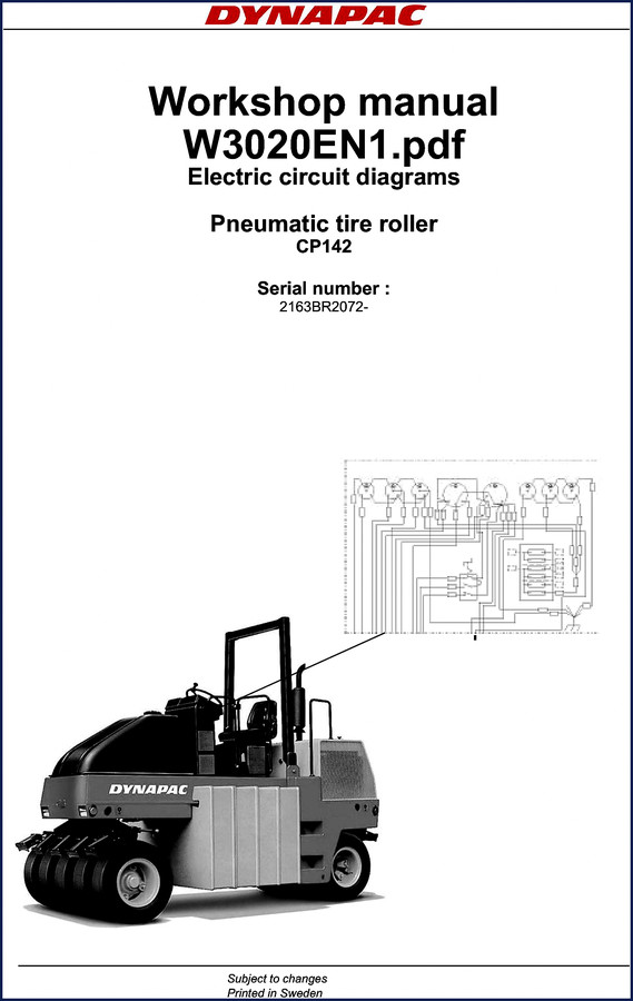 2007 Dynapac CP142 W3020 Workshop Manual electric circuit diagrams front cover