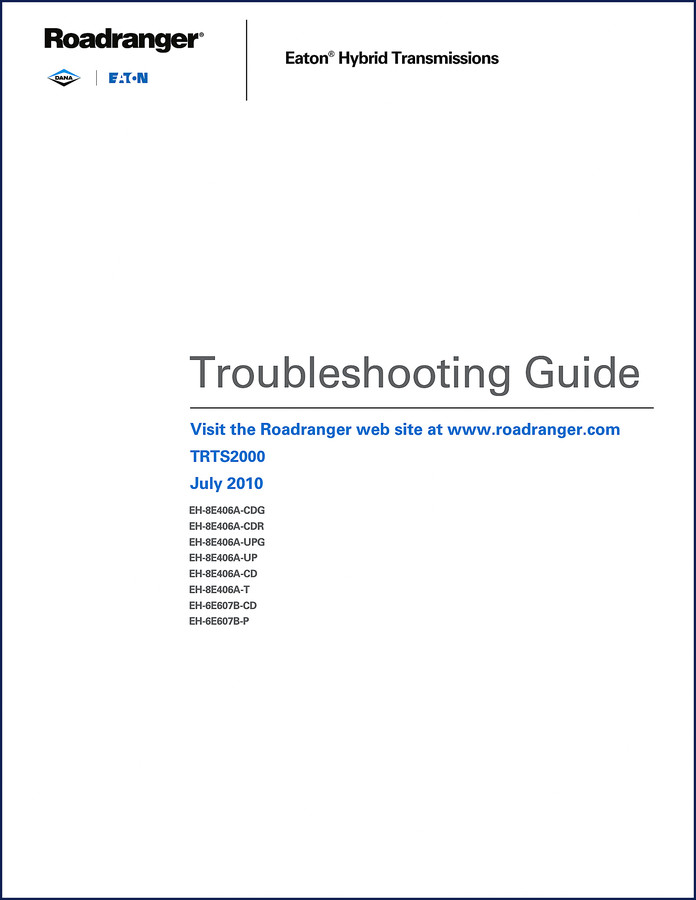 Eaton EH-8E406A-CD hybrid transmission troubleshooting manual 2010 cover