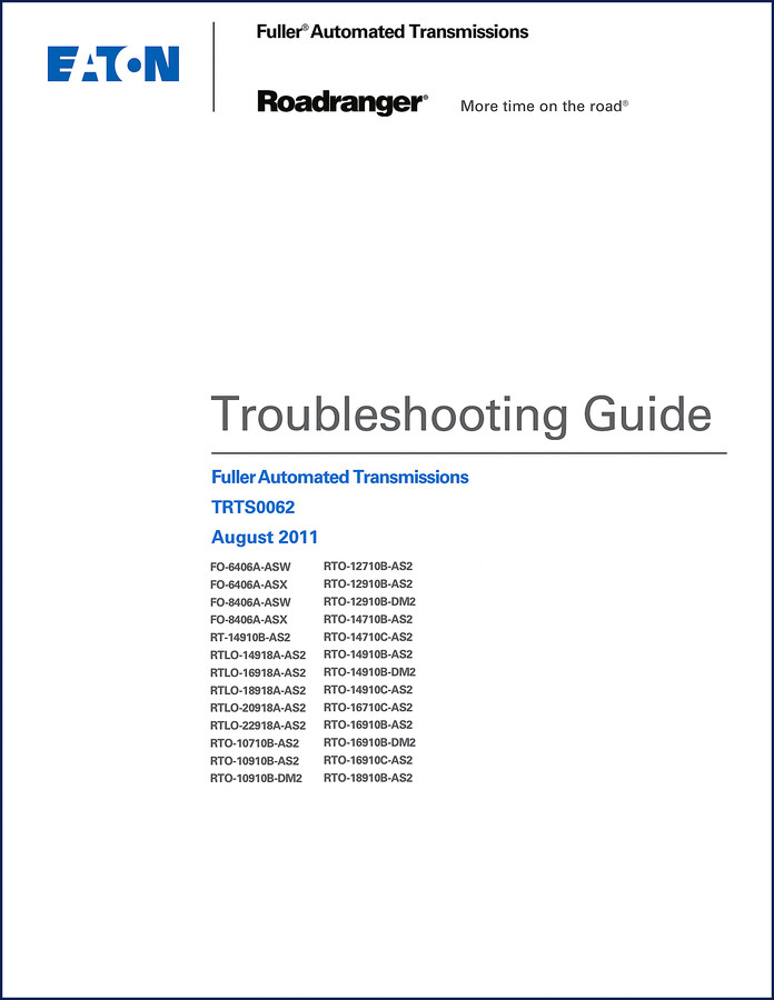 Eaton Fuller TRTS0062 FO-6406A-ASW 2011 troubleshooting manual cover page