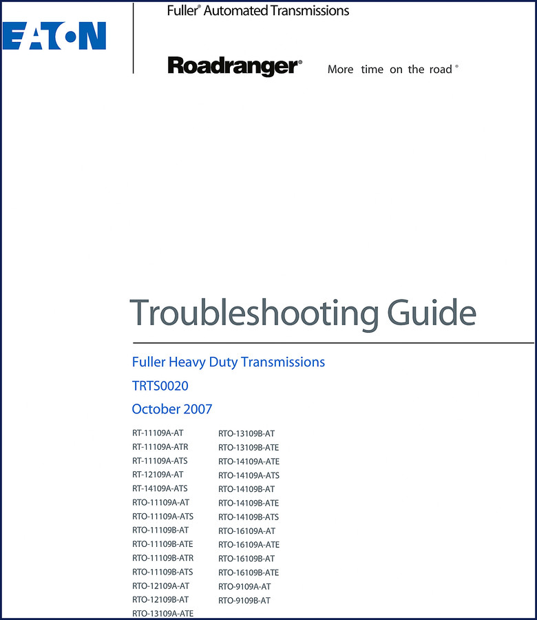 Eaton RT-11109A-ATS 2007 Troubleshooting Manual cover – automated transmission diagnostics