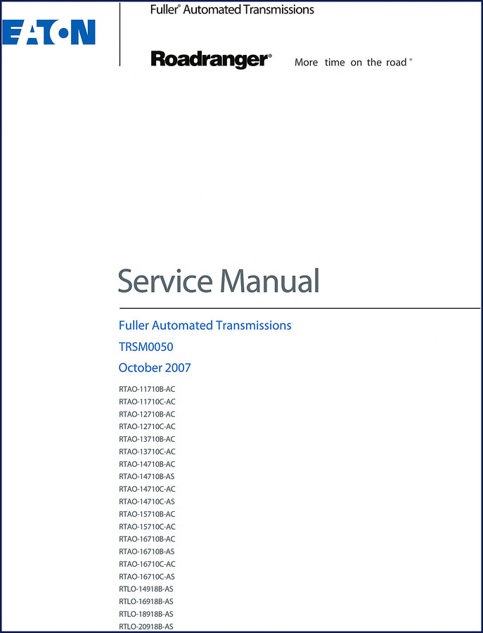 Eaton RTAO-13710B-AC 2007 Service Manual cover showing transmission diagram