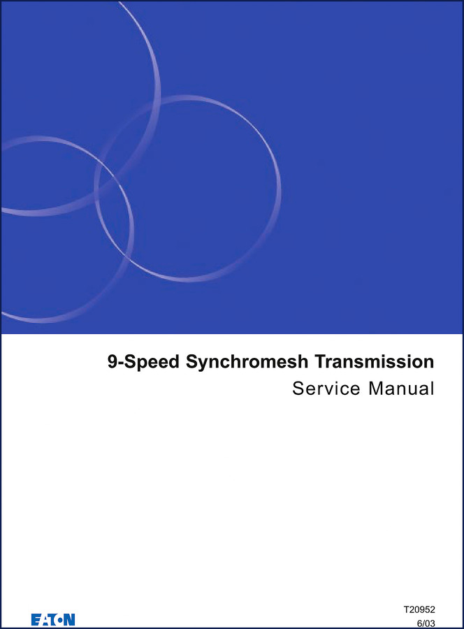 Eaton T20952 2003 Service Manual cover showing 9-speed synchromesh transmission
