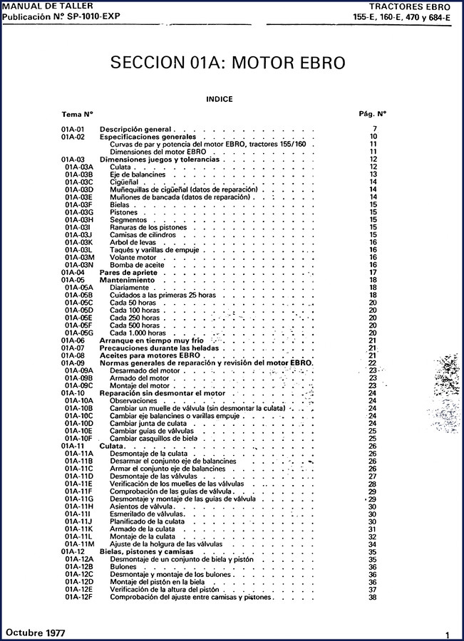 Ebro 155-E 1977 Workshop Manual cover – 702 pages factory OEM service manual for tractors