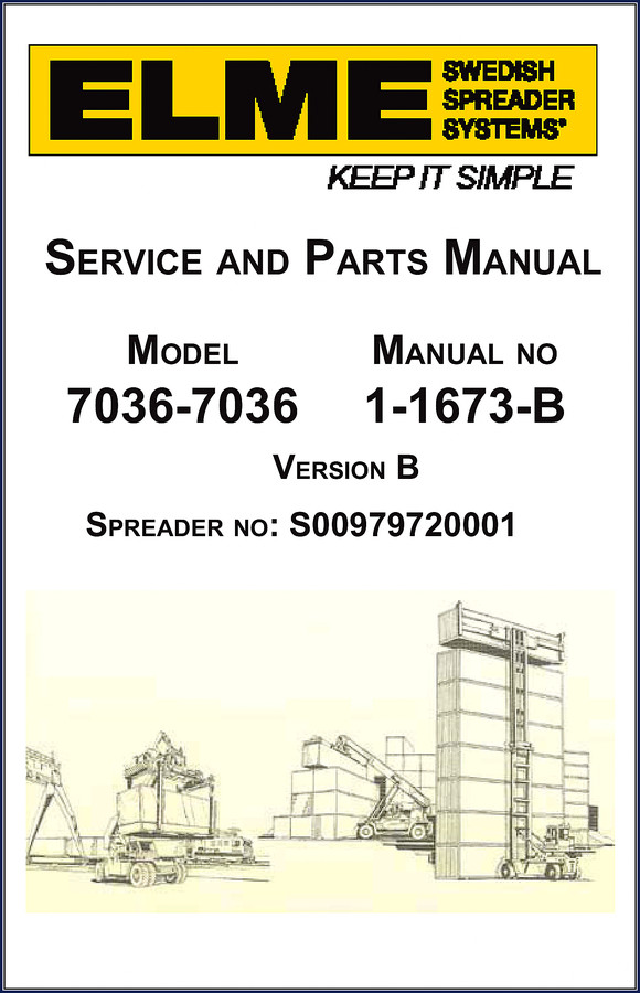 ELME 7036 Service Manual cover – OEM factory documentation for spreader repair and maintenance