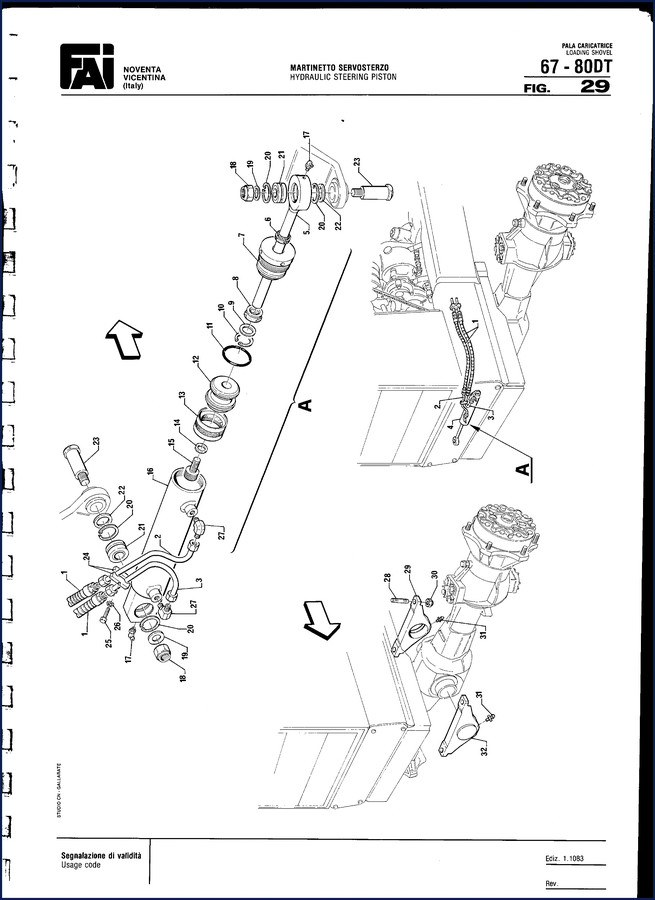 FAI Komatsu 67-80DT Parts Catalog cover - 16-page OEM parts list for hydraulic steering piston