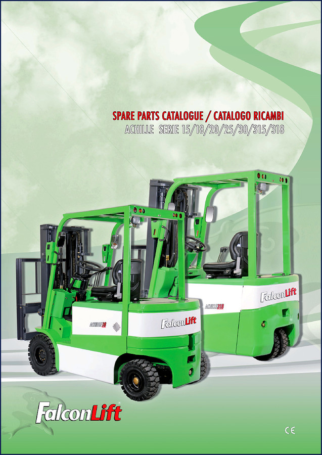 Falconlift ACHILLE 15-30 Parts Catalog cover page showing forklift models