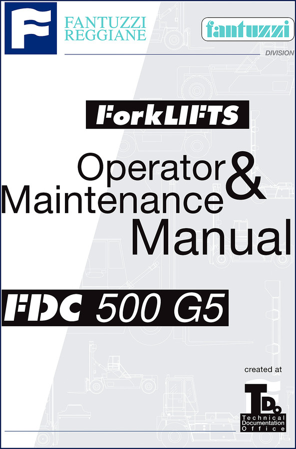 Fantuzzi FDC 500 G5 Operators Manual cover showing operator and maintenance manual for forklift