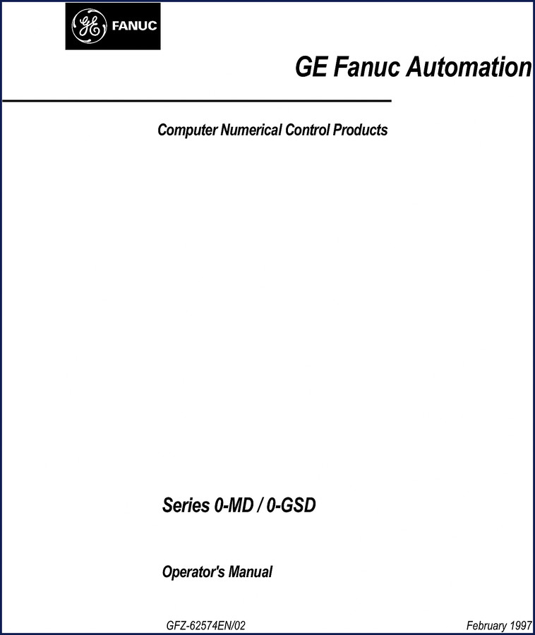 Fanuc 0-MD 0-GSD 1997 Operators Manual cover showing GE Fanuc logo and manual part number