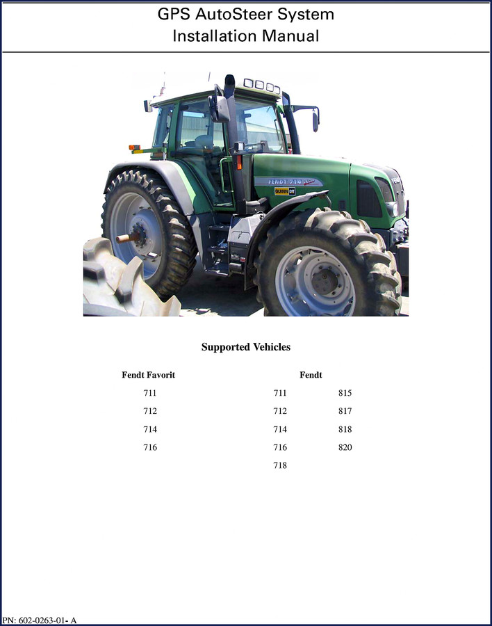 Fendt Favorit 711-815 GPS AutoSteer System Installation Manual Cover