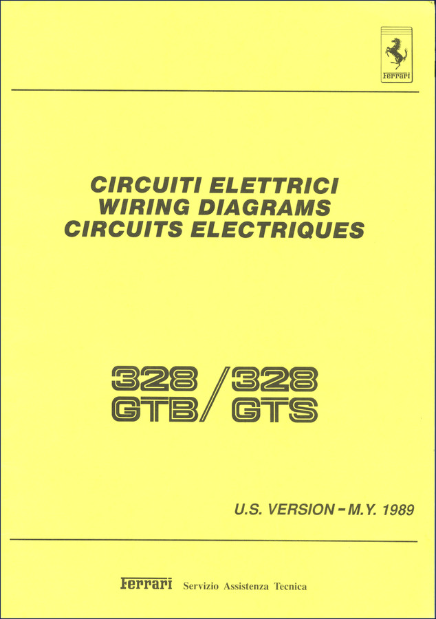 Ferrari 328 GTB GTS 1989 wiring diagram cover page showing Ferrari logo and model designation