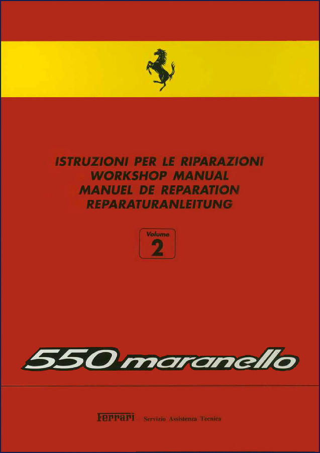 Ferrari 550 Maranello 1996 Workshop Manual cover page showing volume 2 content brakes ABS electrical