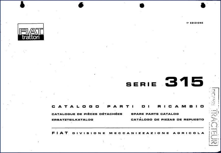 Fiat Powertrain Technologies 315 Parts Catalog cover - factory spare parts manual