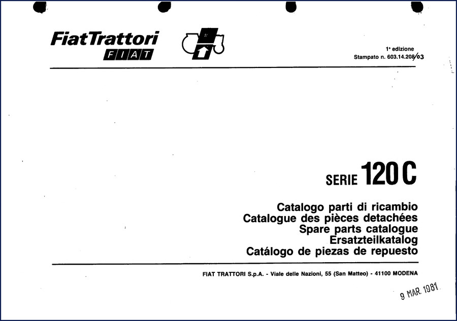 Fiat-allis 120 C 1981 Parts Catalog cover - OEM factory manual 326 pages