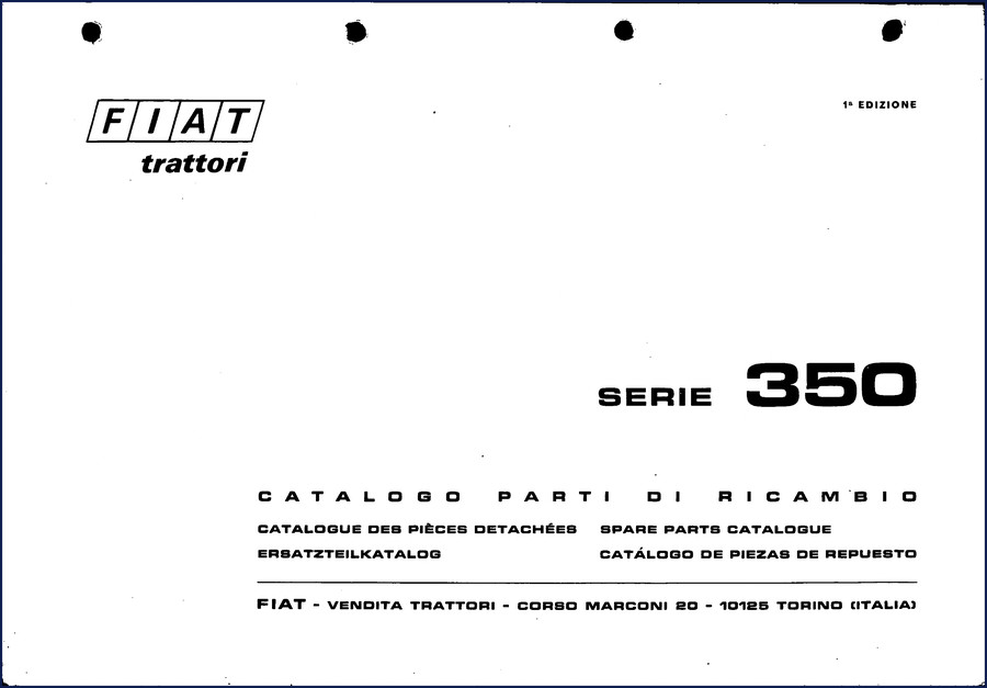 Fiat-allis 350 Parts Catalog cover page - OEM factory manual 257 pages