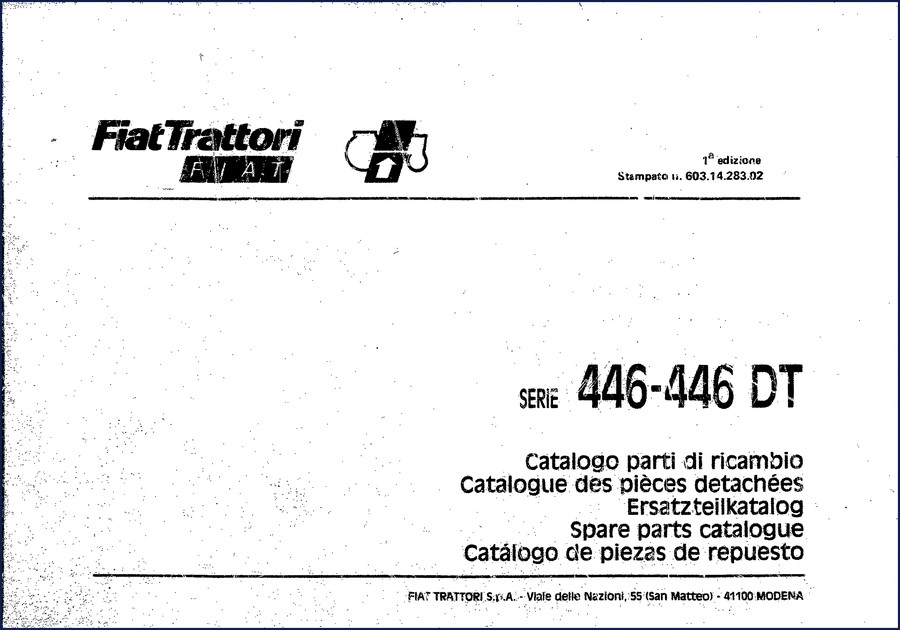 Fiat-Allis 446 DT Parts Catalog cover – OEM factory document from Fiat Trattori
