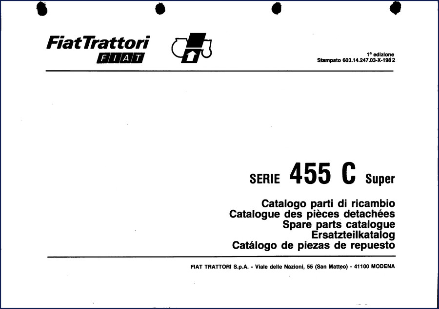Fiat-allis 455 C Super 1982 Parts Catalog cover page