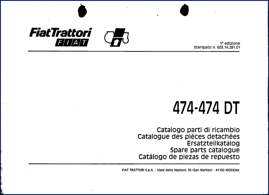 Fiat-allis 474 DT Parts Catalog 505-page OEM factory manual cover