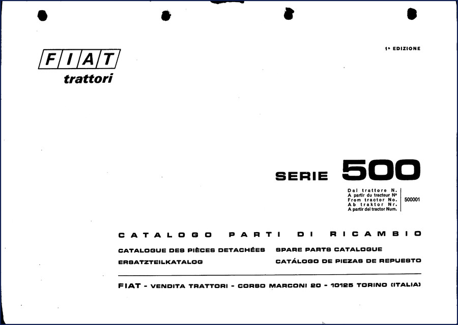 Fiat-allis 500 Parts Catalog cover page – OEM factory spare parts manual
