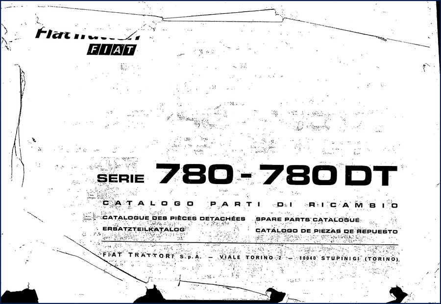 Fiat-allis 780 and 780 DT OEM Parts Catalog cover showing model numbers and Fiat logo