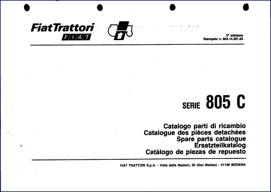 Fiat-allis 805 C Parts Catalog – 320-page OEM factory manual cover