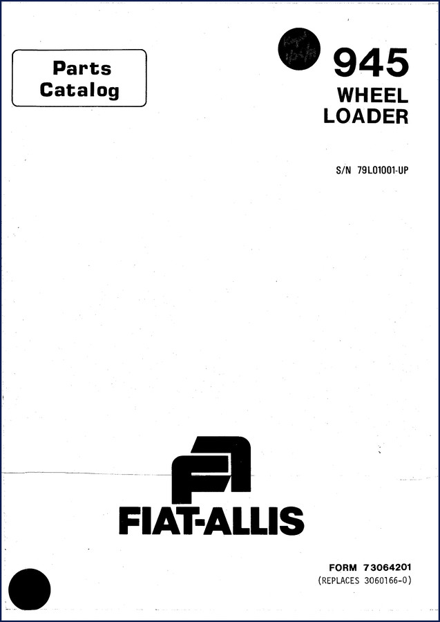 Fiat-allis 945 Wheel Loader Parts Catalog cover page