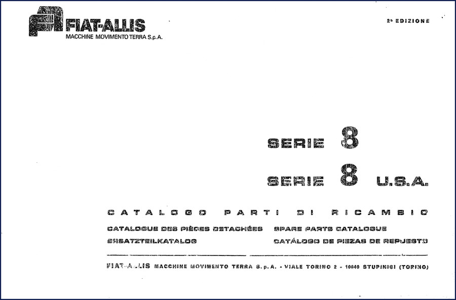 FIAT Allis SERIE 8 Parts Catalog cover – 466-page OEM parts manual for construction equipment