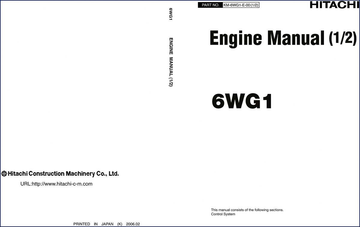 Fiat-hitachi 6WG1 2006 Technical Manual cover showing engine manual title