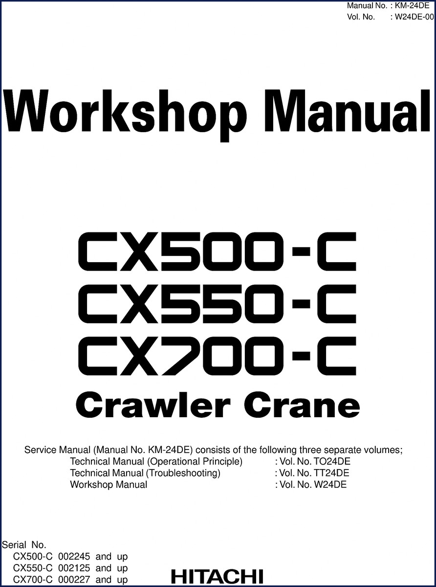 Fiat-hitachi CX500-C CX550-C CX700-C workshop manual cover showing crawler crane