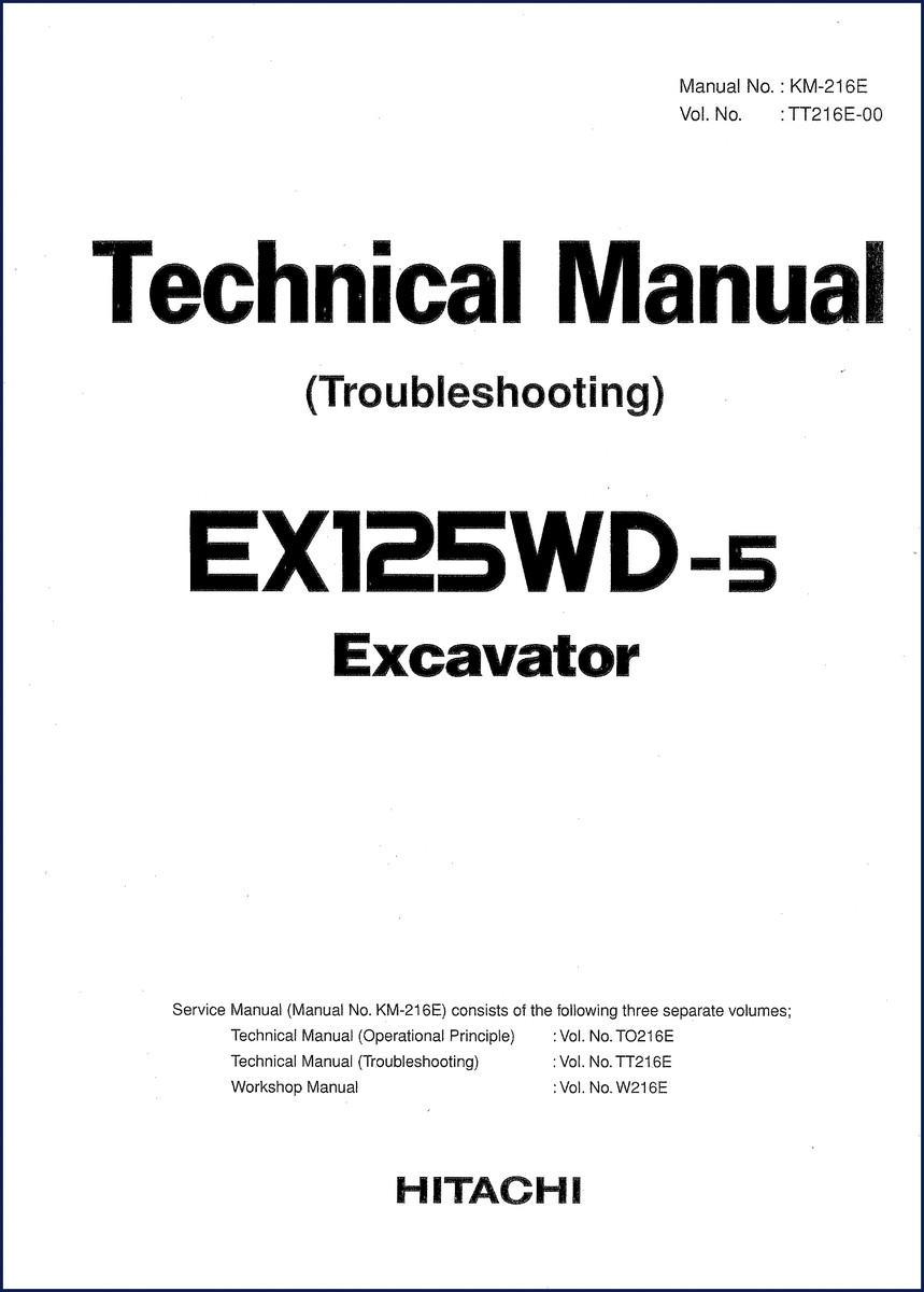 Fiat-hitachi EX125WD-5 Technical Manual cover - OEM troubleshooting guide 288 pages