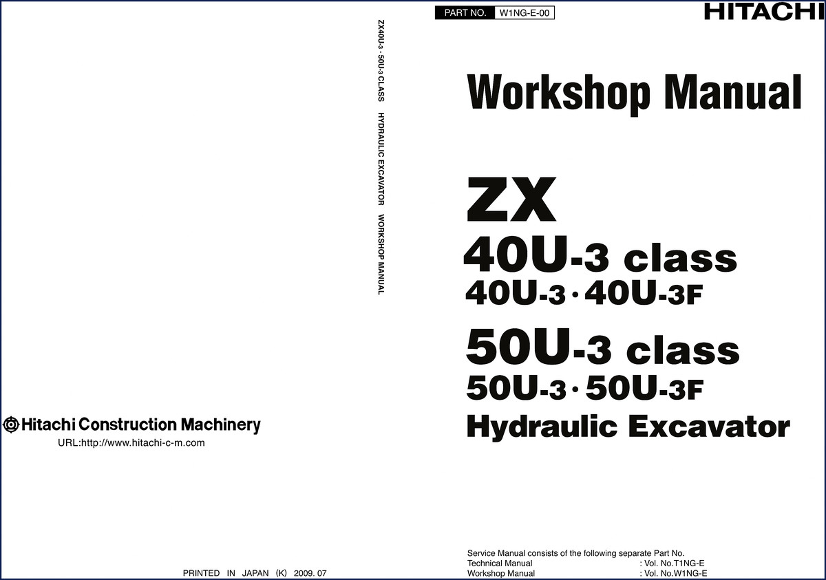 Fiat-hitachi ZX40U-3, ZX40U-3F, ZX50U-3, ZX50U-3F 2009 Workshop Manual – OEM Factory Service Document