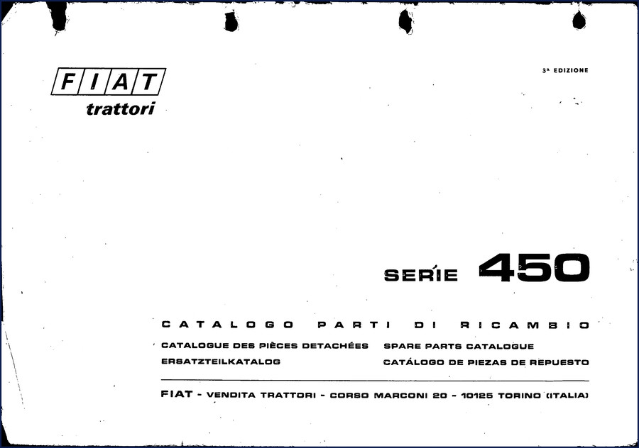 FIAT Kobelco 450 Parts Catalog front cover – 520 page OEM factory document
