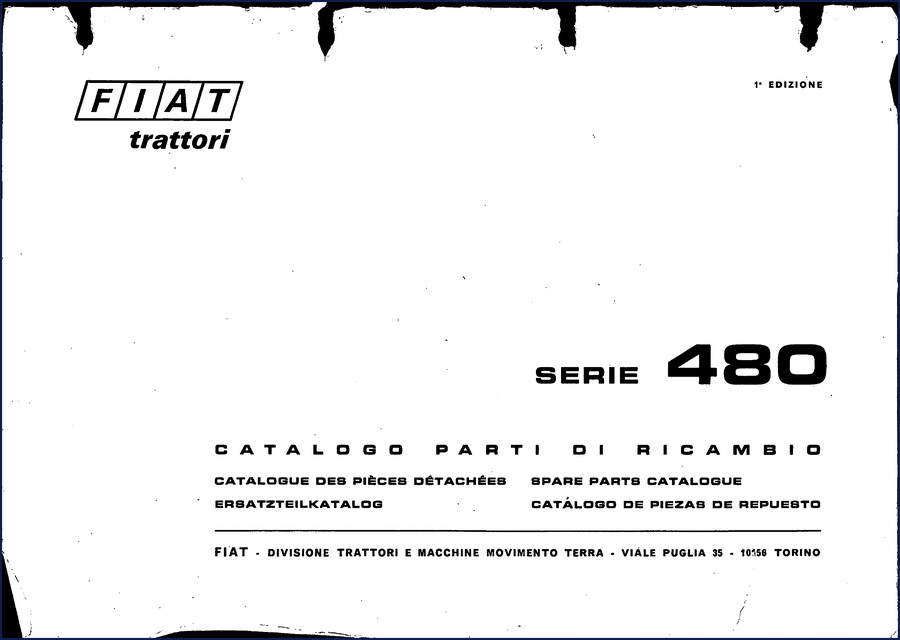 FIAT Kobelco 480 Parts Catalog cover – 444 pages OEM factory spare parts list for backhoe loaders