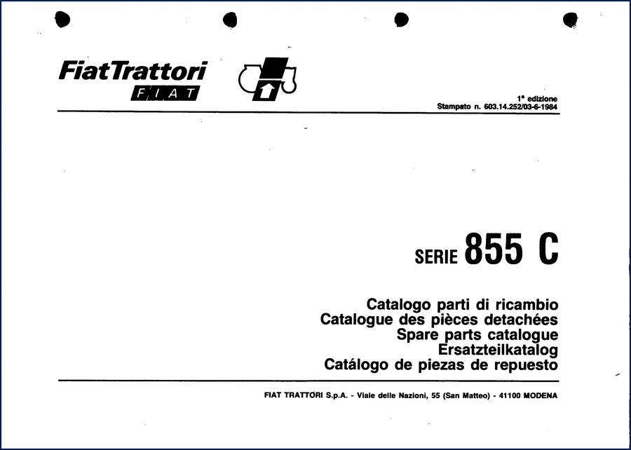 FIAT Kobelco 855 C 1984 Parts Catalog original factory manual cover