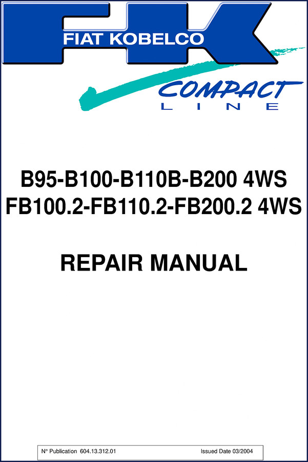 FIAT Kobelco B95 repair manual cover - 2004 OEM factory document