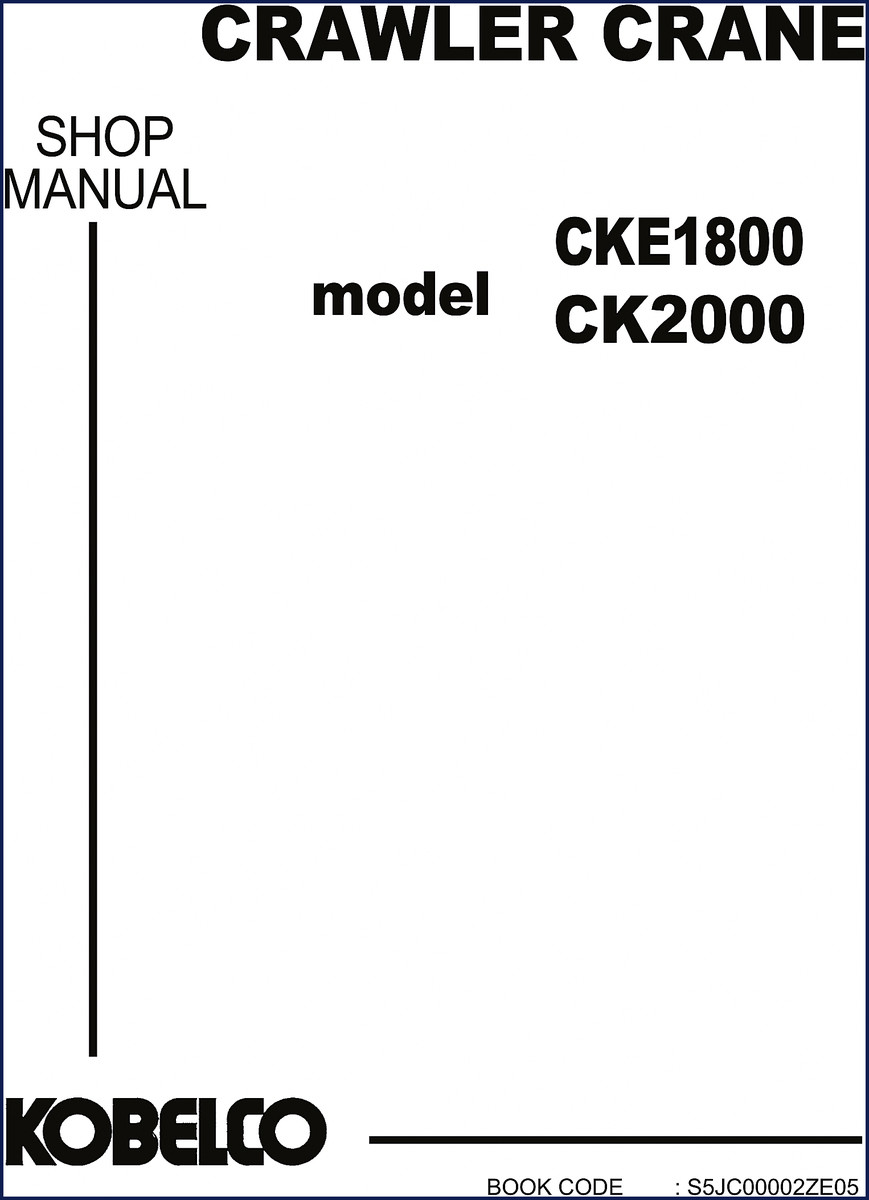 FIAT Kobelco CKE1800 CK2000 Workshop Manual cover page showing model and shop manual label