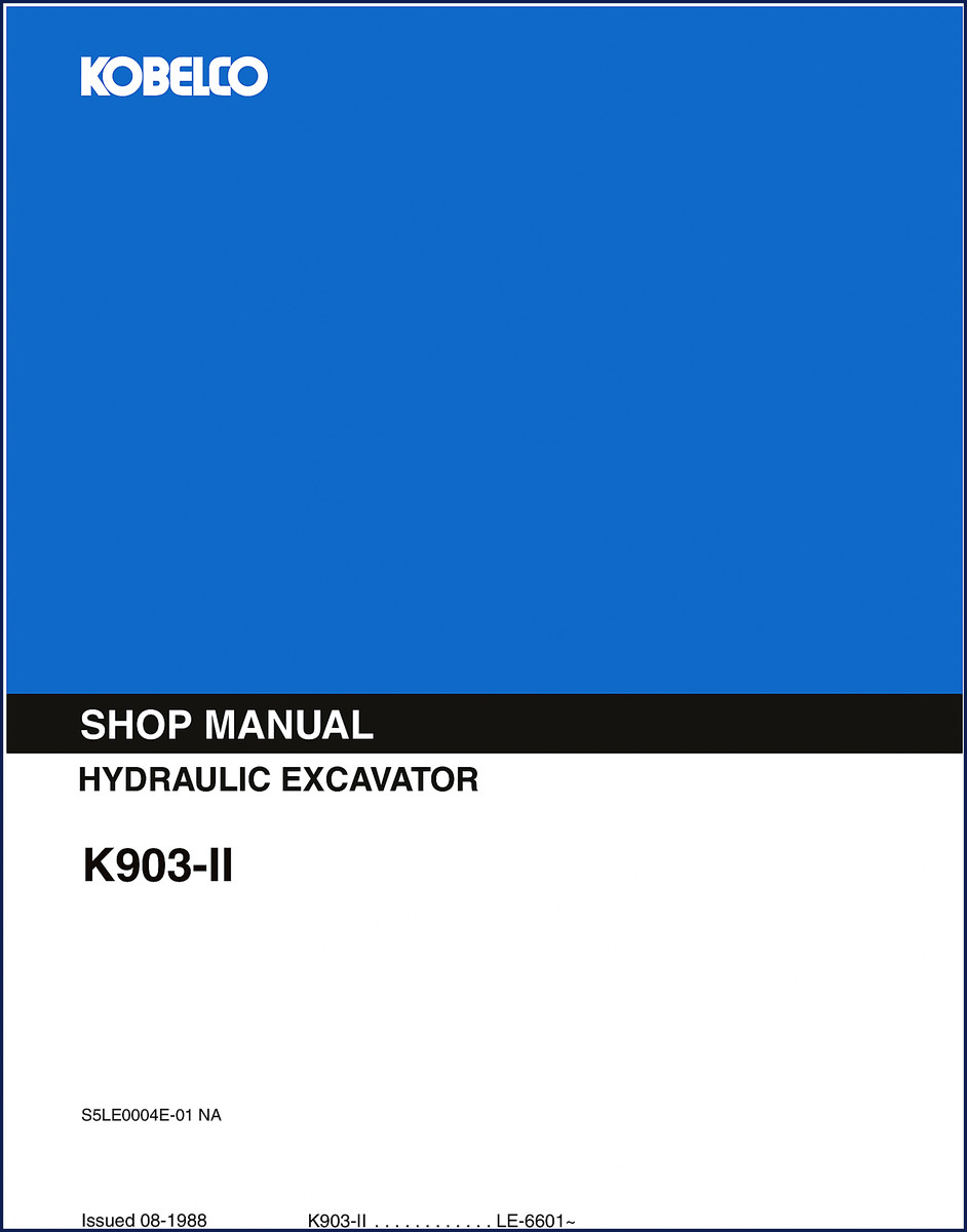 FIAT Kobelco K903-II 1988 Workshop Manual – OEM factory shop manual cover for hydraulic excavator